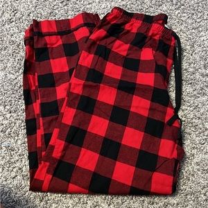 red and black plaid pants